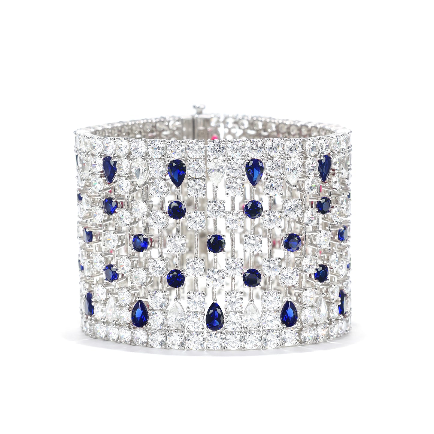 High Jewelry Sapphire color collection: Luxury "Stars-encrusted in the Galaxy" Wide Wrist Bracelet