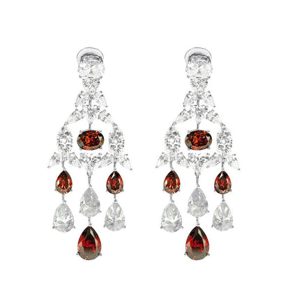 High Jewelry collection: Luxury “Red Water Droplets” detailed Dangle Earrings for Red Carpet/Banquet