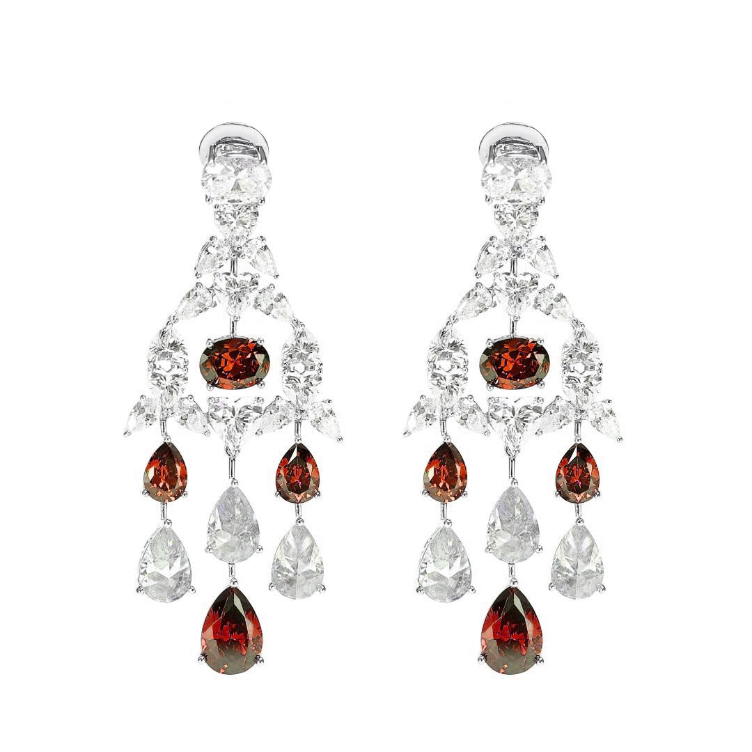 High Jewelry collection: Luxury “Red Water Droplets” detailed Dangle Earrings for Red Carpet/Banquet