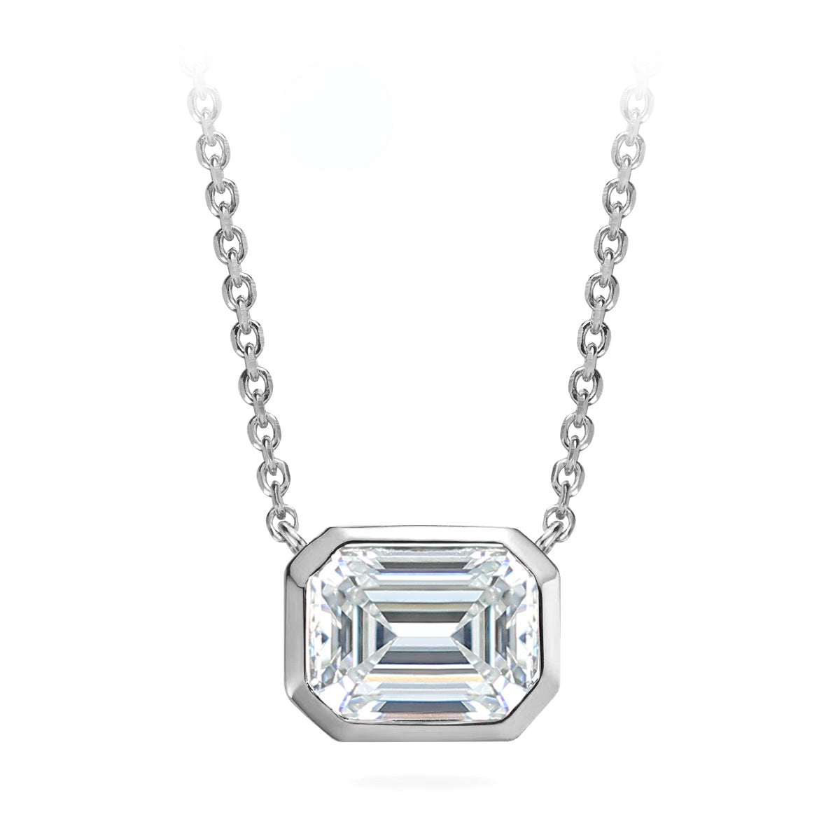 Emerald-cut collection: Modern Bezel-setting "Emerald-cut Ice Cube" Necklace