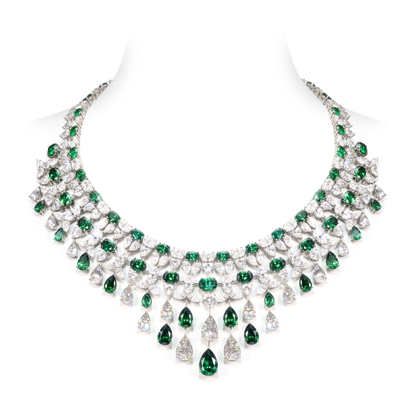 High Jewelry collection: Luxury “Green Water Droplets” detailed Necklace for Red Carpet/Banquet