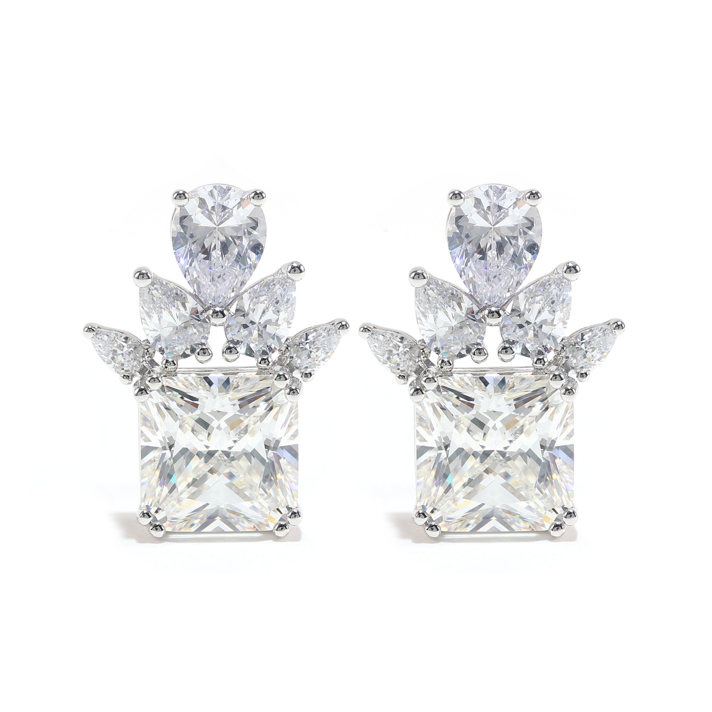 Welfare exclusive G color collection: Modern Princess-cut "Icy Milky Way" Earrings