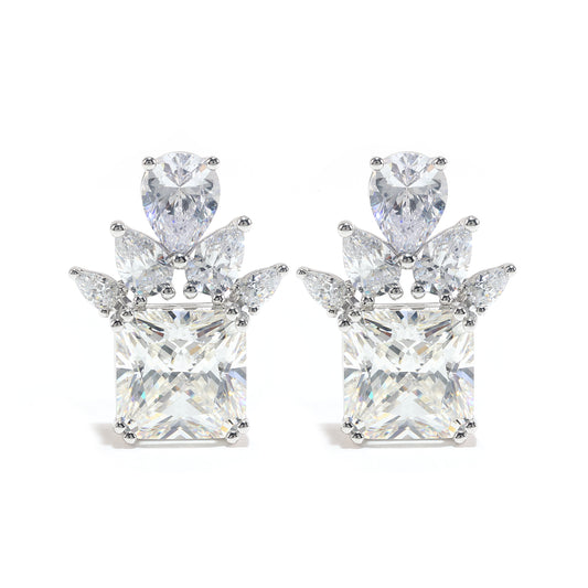 Welfare exclusive G color collection: Modern Princess-cut "Icy Milky Way" Earrings