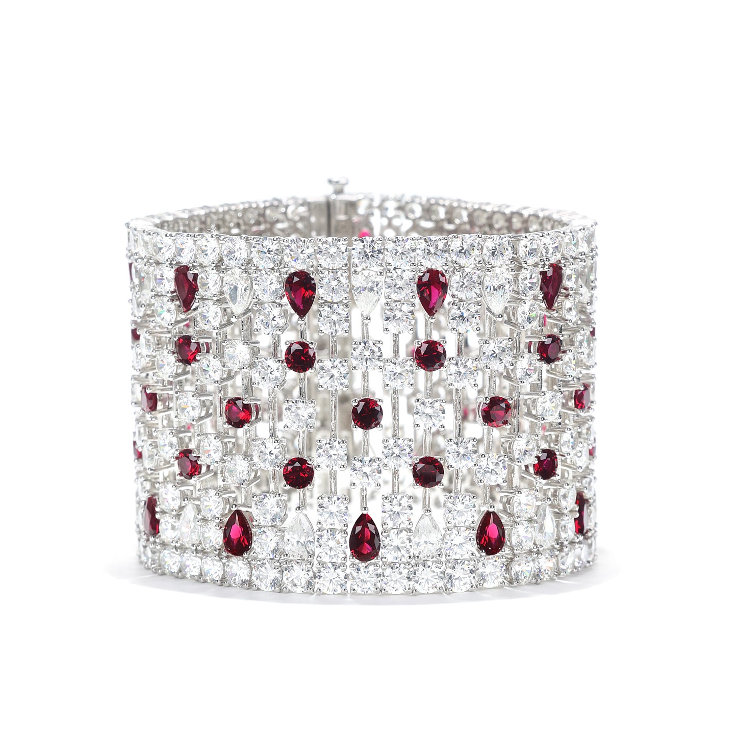 High Jewelry Ruby color collection: Luxury "Stars-encrusted in the Galaxy" Wide Wrist Bracelet