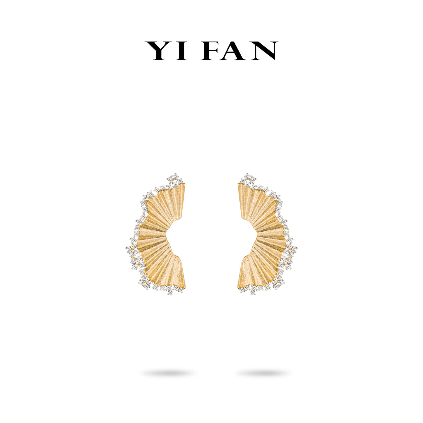 Golden time collection: Modern "Golden Brushed Fan" detailed Earrings