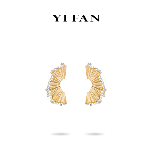 Golden time collection: Modern "Golden Brushed Fan" detailed Earrings