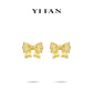 Pre-order Golden time collection: Modern "Brushed Dazzling 3D Bow" detailed Earrings