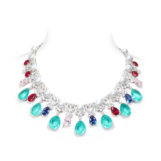 High Jewelry collection: Luxury “Blue Heaven” Red carpet necklace （Limited item）