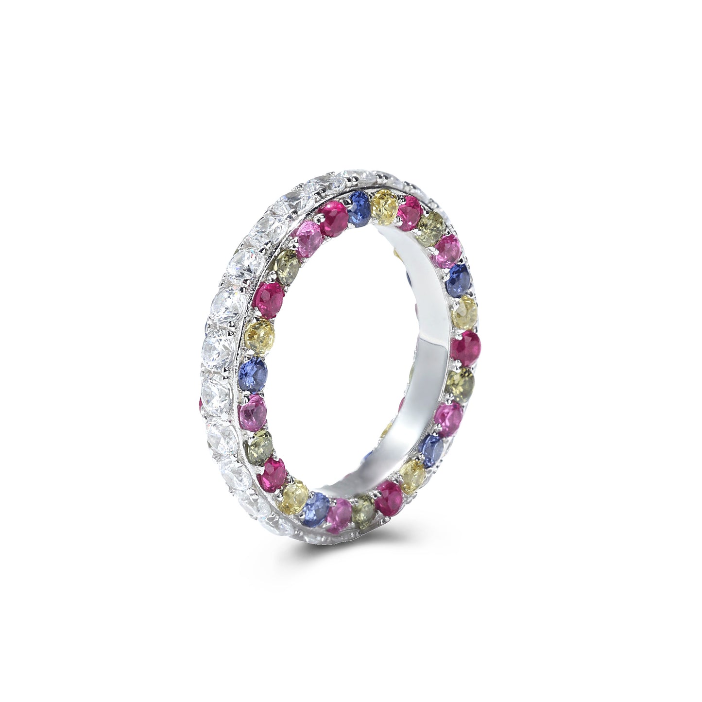 Rainbow collection: Modern "Colorful auspicious clouds" eternity band Ring (Unisex)