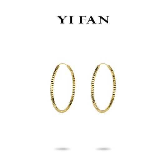 Minimalist collection: Modern "Golden Moonlight" Unique Hoop Earrings (XL size）