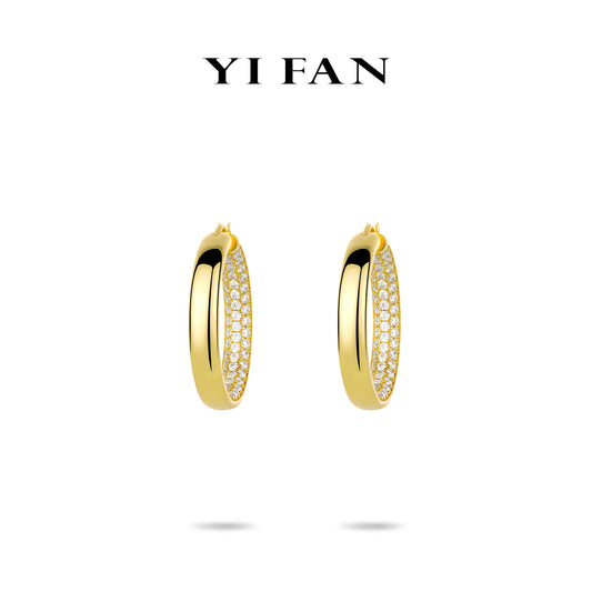 Minimalist collection: Modern "Brilliant Inner Circle" detailed Hoop Earrings (Big size)