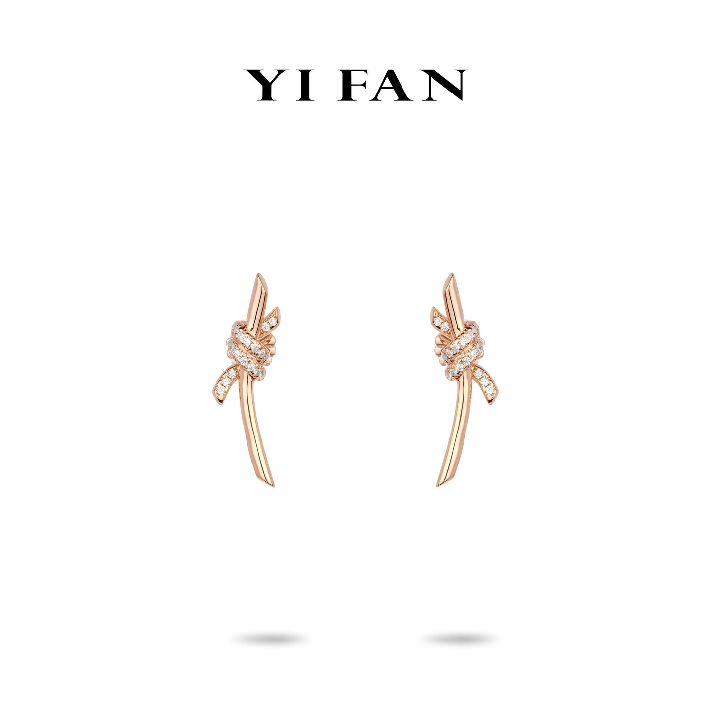 Rose-gold Fever collection: Modern "Thorn Smile" delicate Earrings