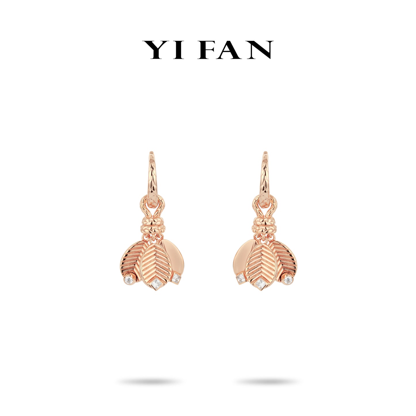 Pre-order Rose-gold Fever collection: Carved pattern "Rose Petals Dangle" CNC delicate Earrings