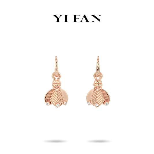 Pre-order Rose-gold Fever collection: Carved pattern "Rose Petals Dangle" CNC delicate Earrings