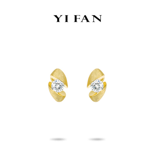 Golden time collection: Modern "Brushed Parisian Star Hourglass" detailed Earrings