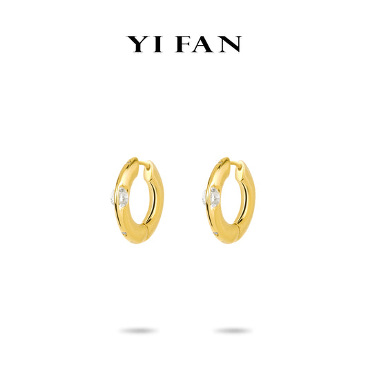 Limited Minimalist collection: Brilliant "Golden Flipped" delicate Hoop Earrings