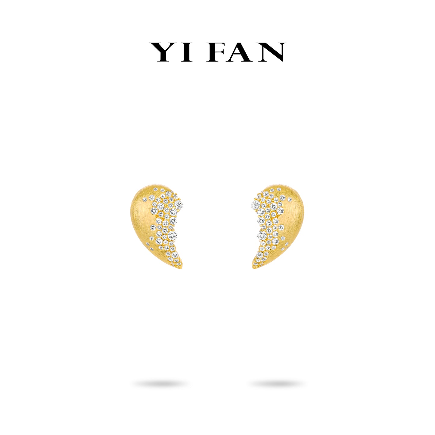 Limited Golden time collection: Modern "Golden Brushed Shimmering Crescent " detailed Earrings