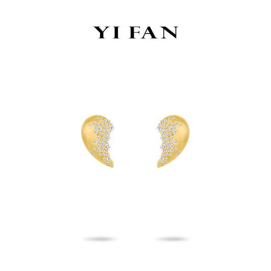 Limited Golden time collection: Modern "Golden Brushed Shimmering Crescent " detailed Earrings