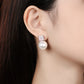 Micro-setting Pink diamond color Lab created stones White shell Pearl earrings, sterling silver