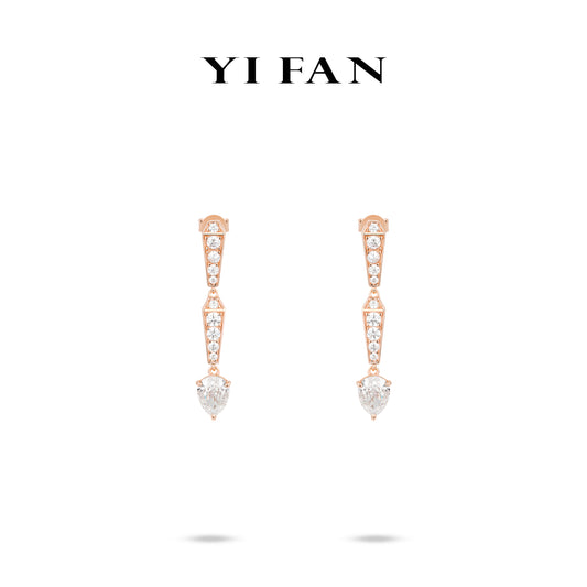 Rose-gold Fever collection: Modern "Dazzling Serpentine Water droplets" unique Dangle Earrings