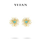 Golden time collection: Modern "Blue Pearls Solar Ray" detailed Earrings