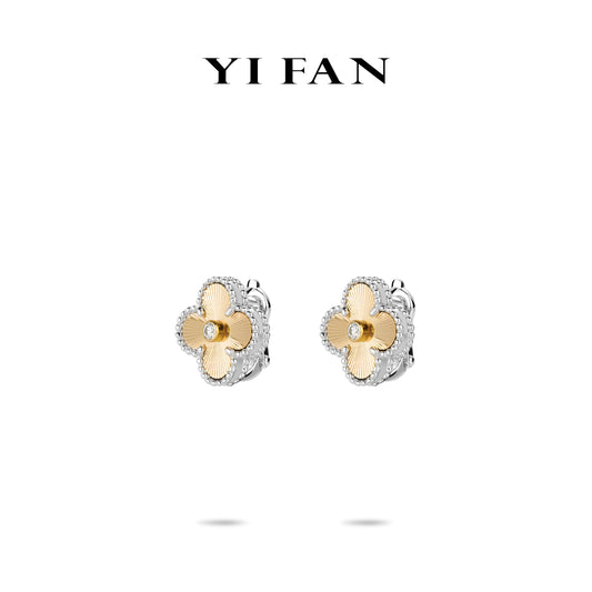 Pre-order Minimalist collection: Modern "2-tone Dazzling Lucky Clover" CNC Earrings