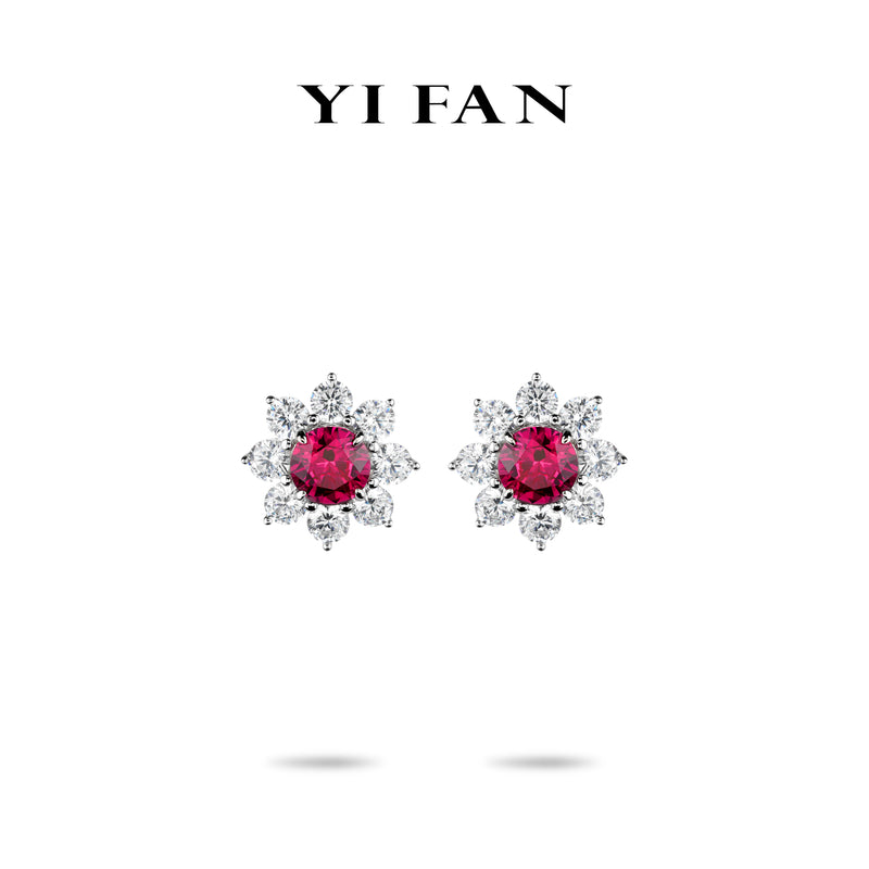 Welfare exclusive for Newyear 2025 Ruby color collection: Modern "Brilliant Sunflowers" delicate Ear Studs