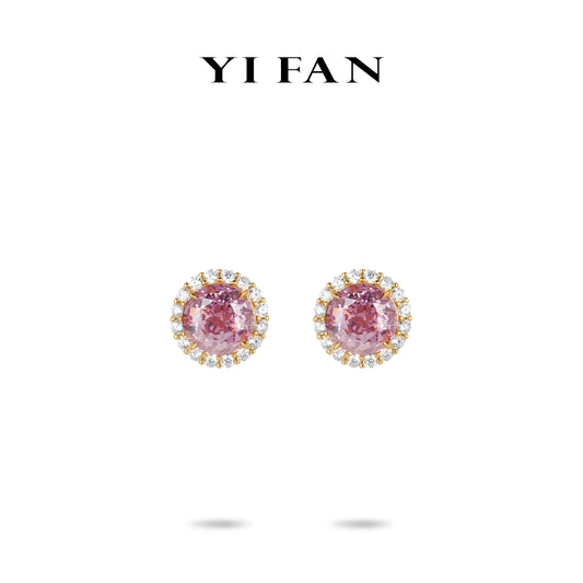 Morganite color collection: Golden “Lotus-Pink Sunlight” Delicate Ear Studs