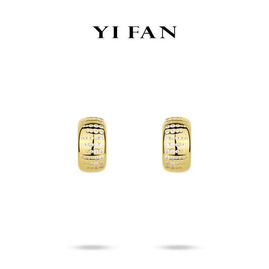 Golden time collection: Modern "Dazzling Lucky Starry Lightning" detailed Hoop Earrings