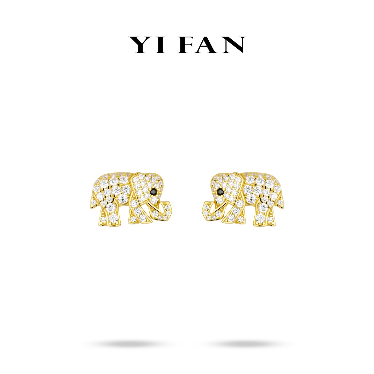 Animal collection: Modern "Golden Cute Elephant" delicate Ear Studs
