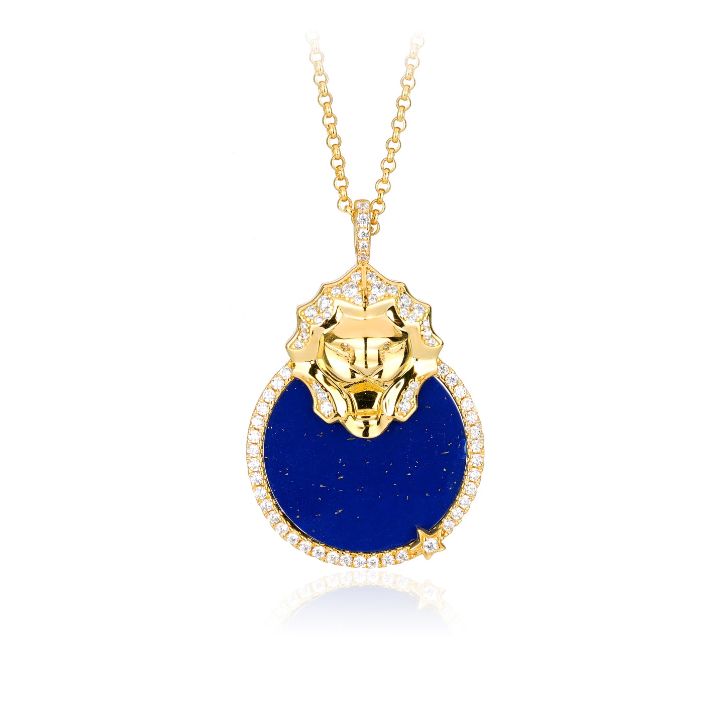 Vintage Queen's Lapis Lazuli Lion Medallion Necklace (Unisex)