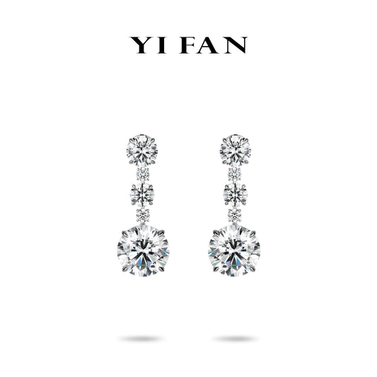 High Jewelry collection: Luxury “Brilliant Stellar Glow Purity” exquisite Dangle Earrings for Wedding/Banquet