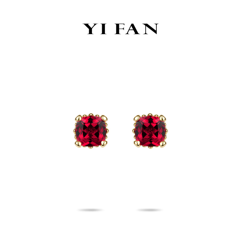 Ruby Color collection: Modern "Ancora Red Rocks " unique golden prongs delicate Ear Studs