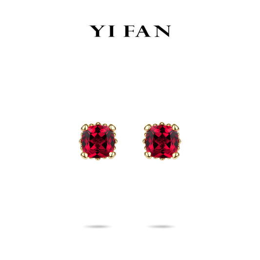 Ruby Color collection: Modern "Ancora Red Rocks " unique golden prongs delicate Ear Studs