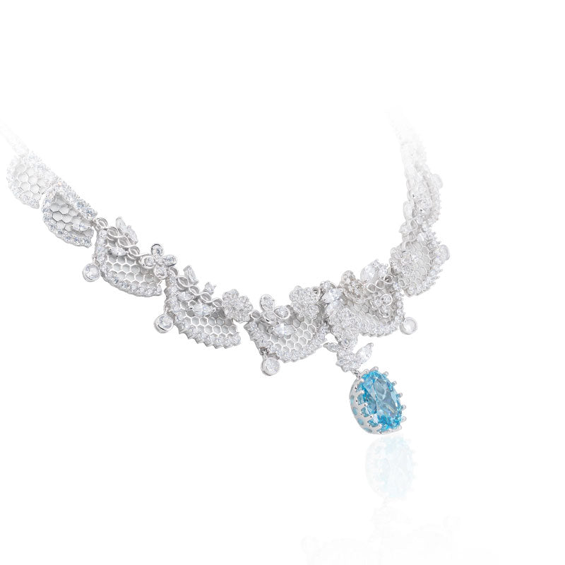 Limited edition: Luxury Light Blue Pigeon egg Lace necklace