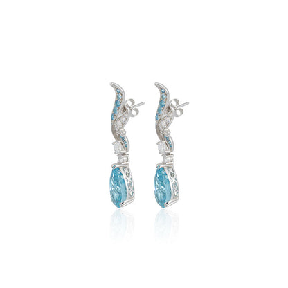 Luxury Temperament Light Blue Water Drops Elf Earrings