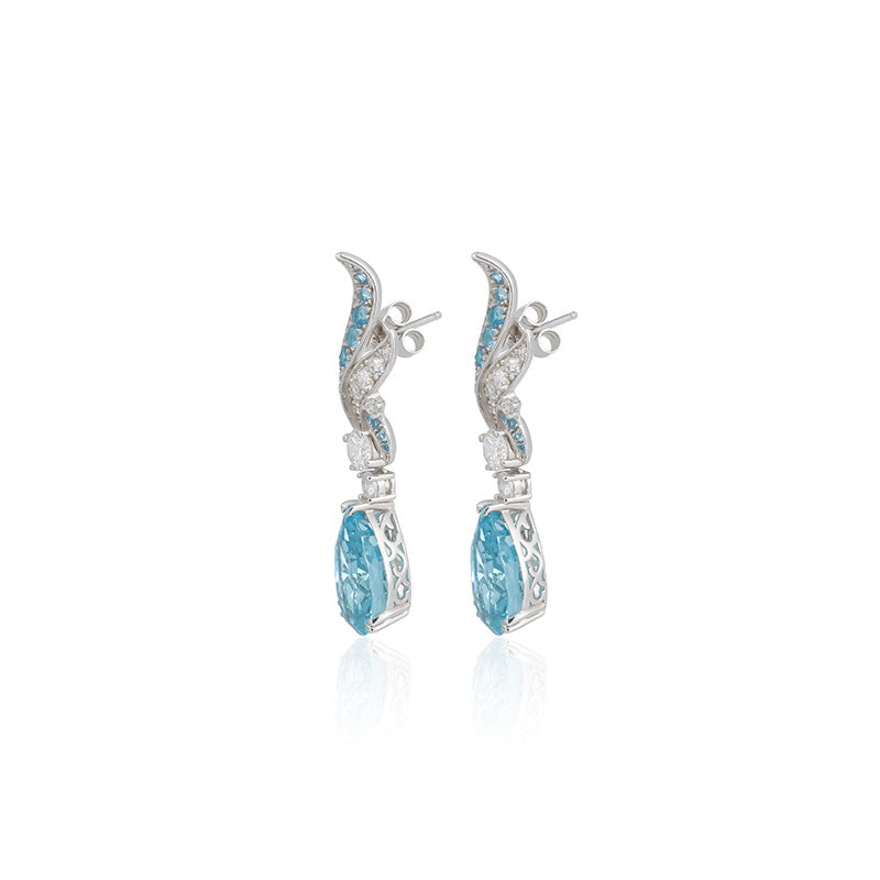 Luxury Temperament Light Blue Water Drops Elf Earrings