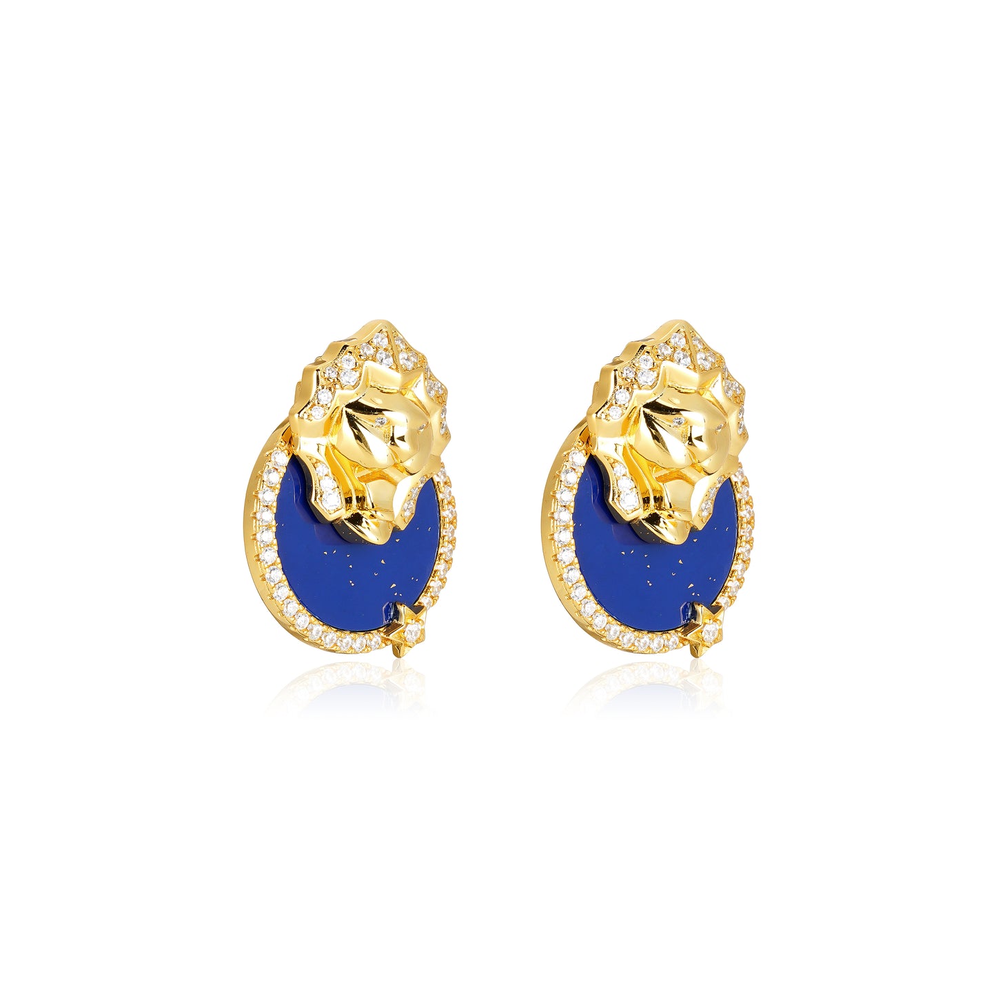 Vintage Queen's Lapis Lazuli Lion Medallion earrings (Unisex)