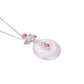 Pinkish purple chalcedony "Three petal flower & Donut" modern necklace