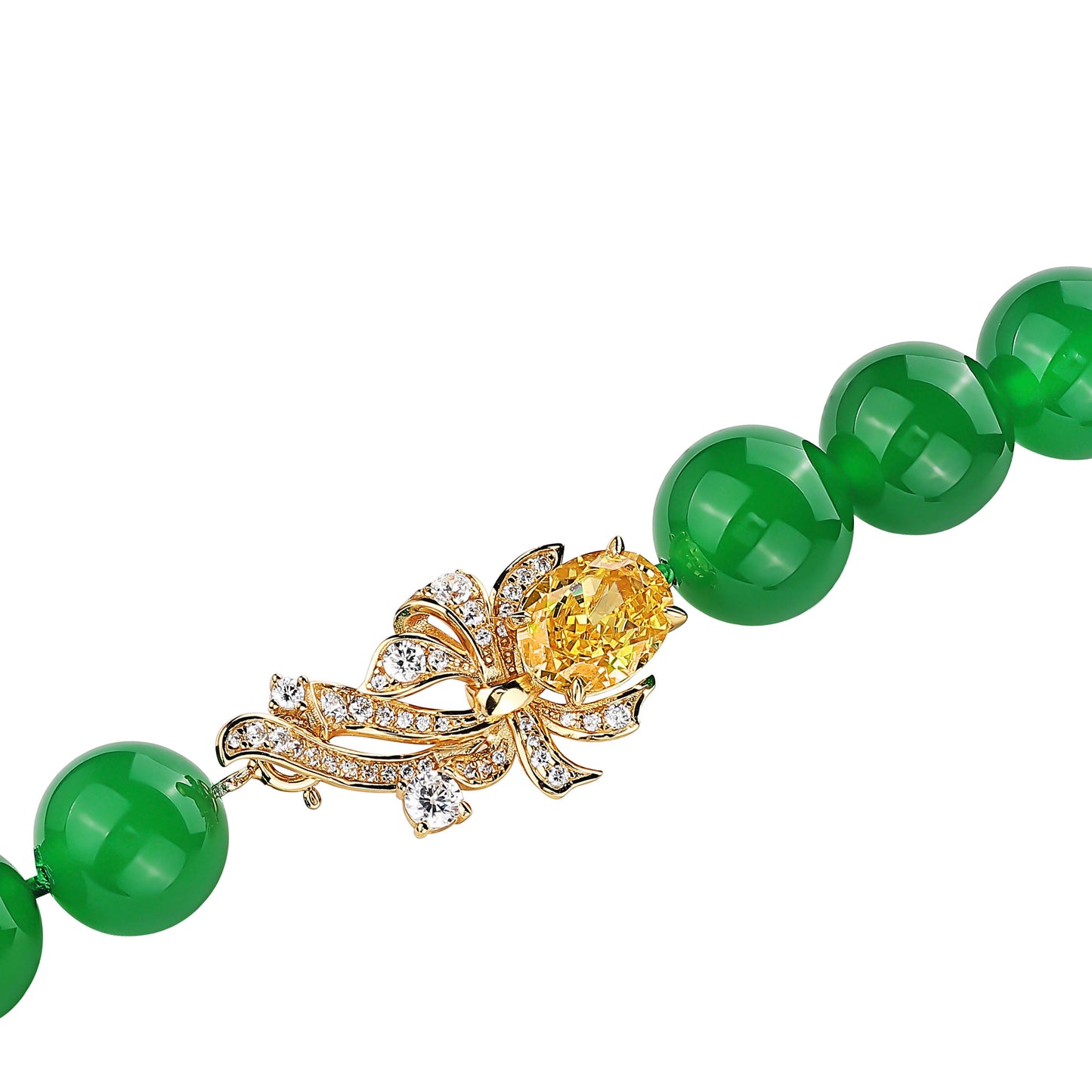 "Treasure beads" Long Gold&Green Beaded detailed retro Long necklace