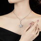 Promotional design Micro-setting Clear diamond color Lab created stones Heart Fan necklace, sterling silver