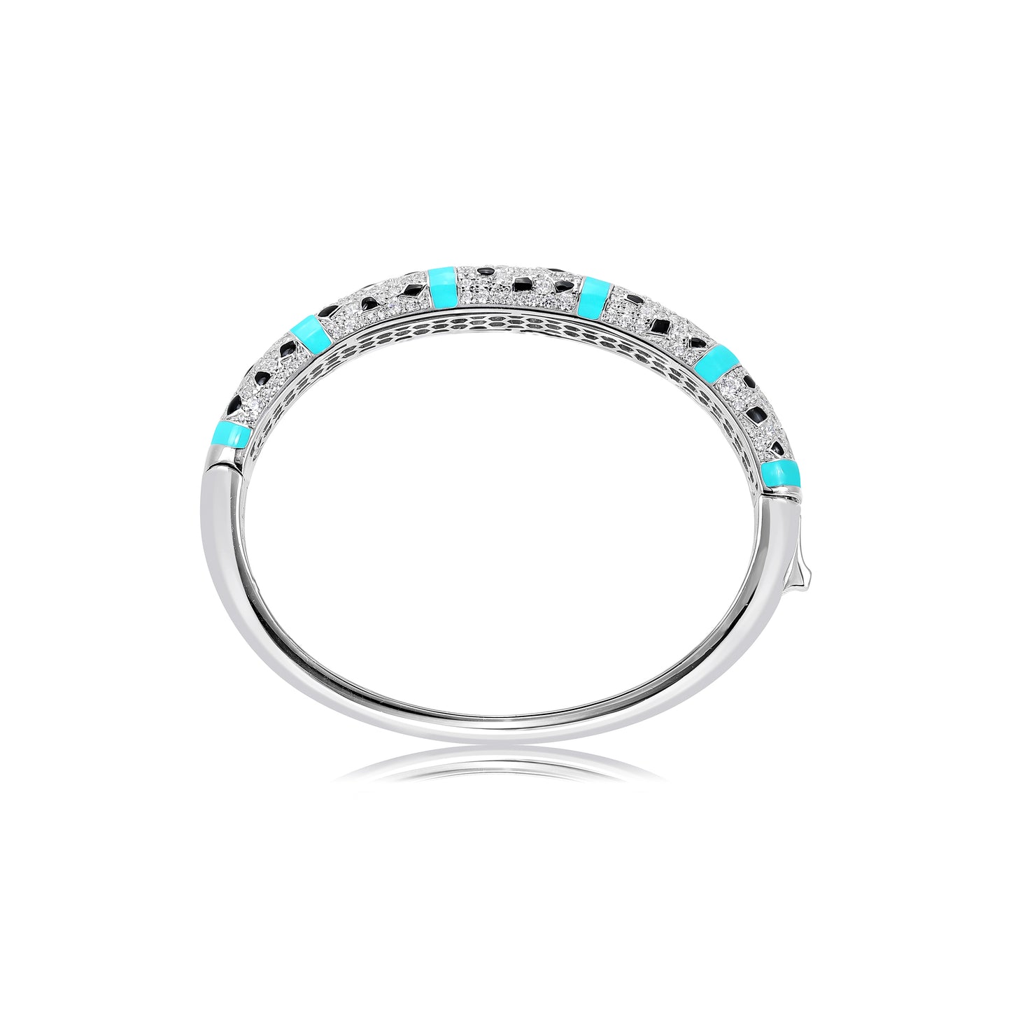 Blue and Black enamel Leopard Pattern Personality Bangle