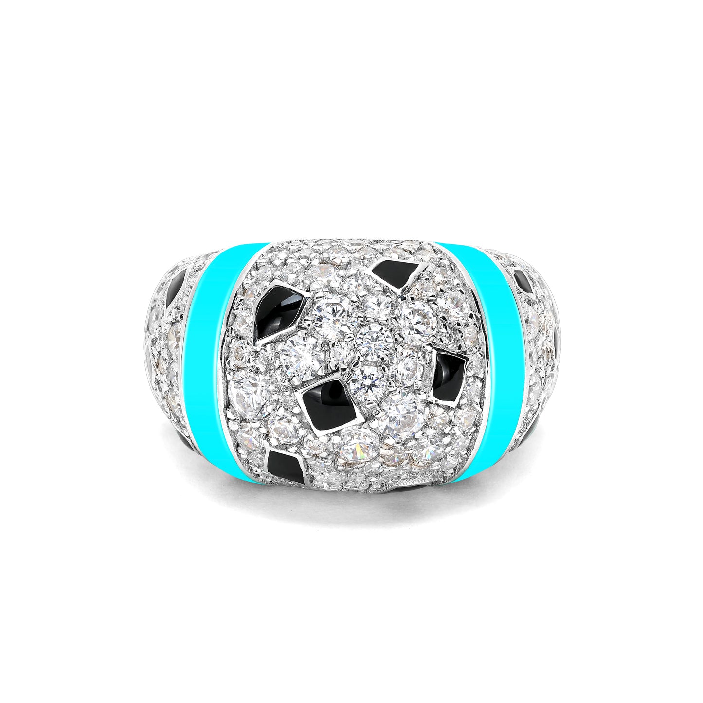 Blue and Black enamel Leopard Pattern Personality Ring