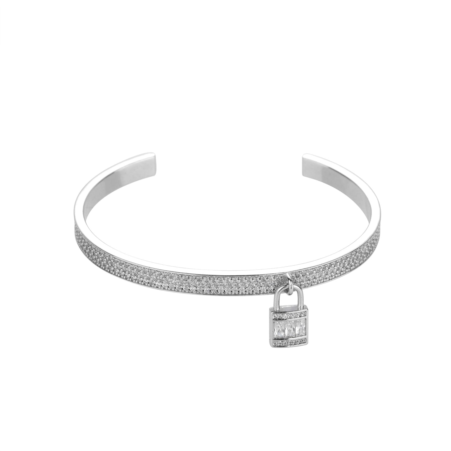 Limited Welfare Exclusive: Modern "Dazzling Love Lock" detailed open Bangle/Bracelet