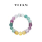 Pre-order Promotion design: Colourful Fluorite Carved Beaded Elastic Bracelet in Rainbow Color