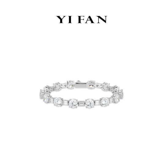 Wedding collection: Modern Brilliant & Emerald-cut "Starry Sky" Tennis Bracelet (Unisex)