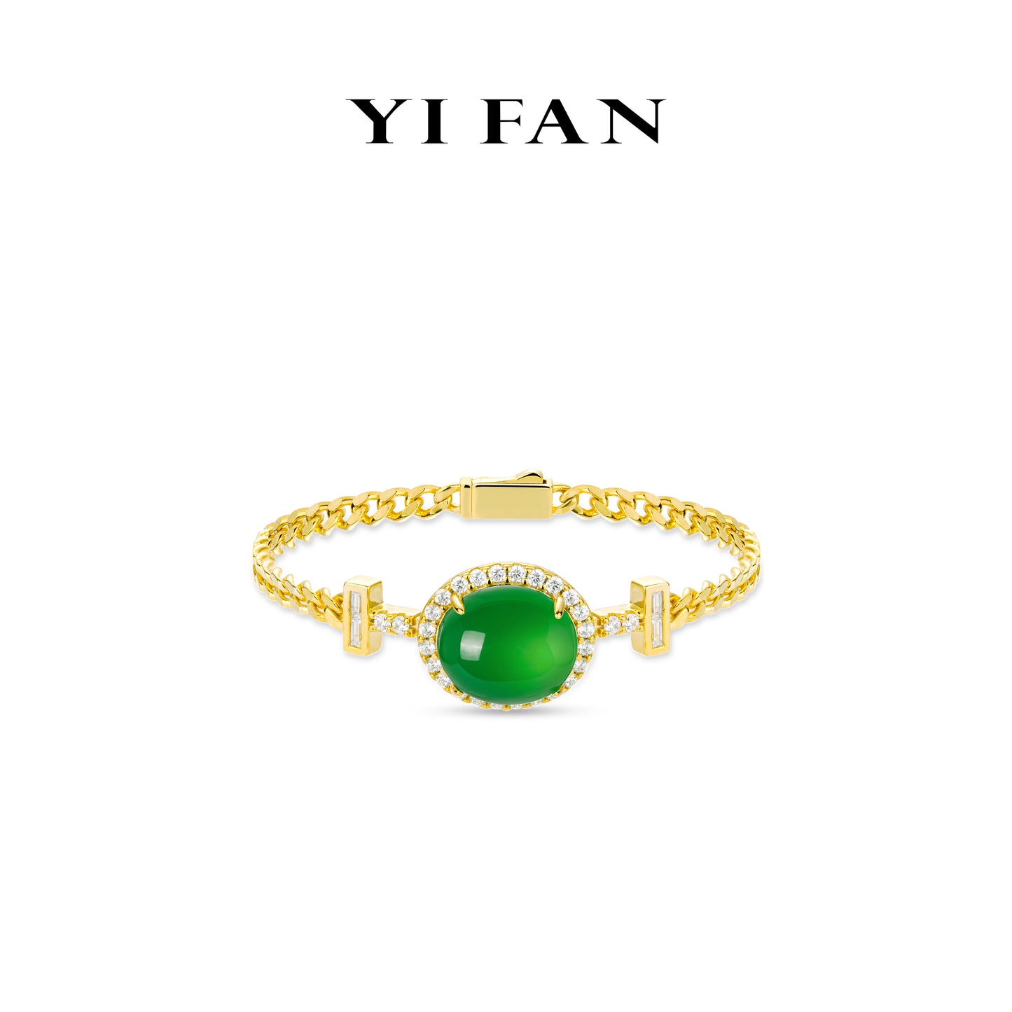 Pre-order Golden time collection: Modern jade " Green Pigeon Egg" chain Bracelet (Unisex)