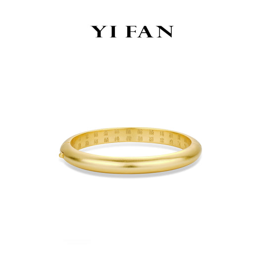 High Jewelry Collection: Golden Satin finish "60 different lucky characters" Loach-back Loop versatile Bangle/Bracelet