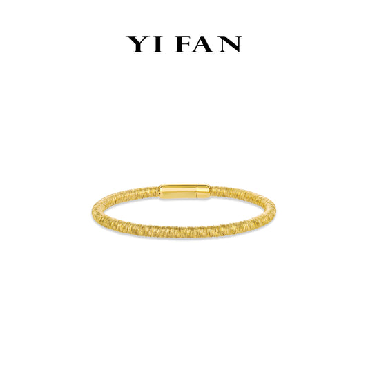 Minimalist collection: Versatile "Golden brushed hand-warp" Flexible thick loop Bracelet (Unisex)