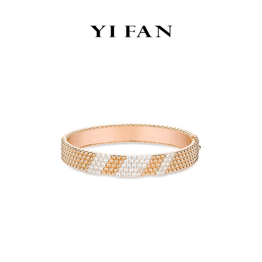 Rose-gold Fever collection: Modern "Bubbles Bright Starry Sky" CNC Bracelet/Bangle